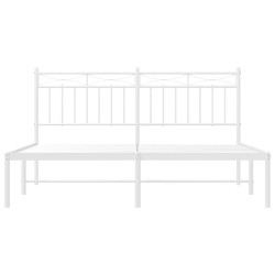 Cadre de lit métal sans matelas et tête de lit blanc 150x200 cm 