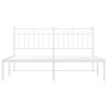 Cadre de lit métal sans matelas et tête de lit blanc 150x200 cm 