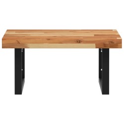 Étagère de vasque murale acier et bois massif d'acacia 