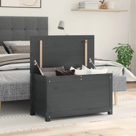 Boîte de rangement Gris 80x40x45,5 cm Bois massif de pin 