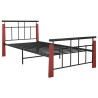 Cadre de lit sans matelas métal bois de chêne massif 100x200 cm 