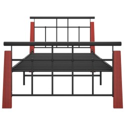 Cadre de lit sans matelas métal bois de chêne massif 100x200 cm 