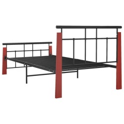 Cadre de lit sans matelas métal bois de chêne massif 100x200 cm 