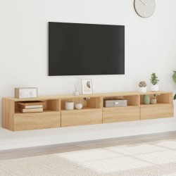 Meubles TV muraux 2pcs chêne sonoma 100x30x30cm bois ingénierie 