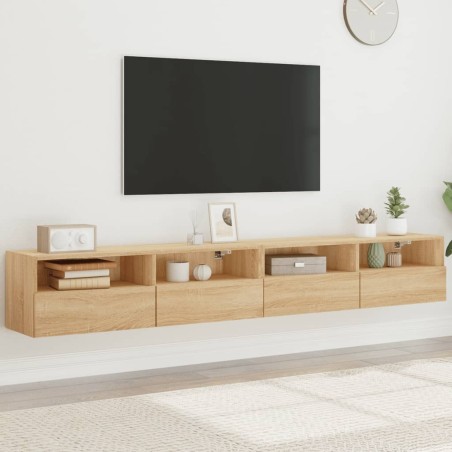 Meubles TV muraux 2pcs chêne sonoma 100x30x30cm bois ingénierie 