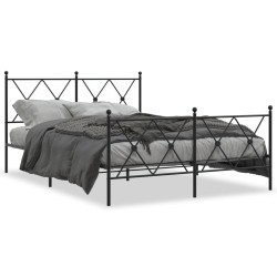 Cadre de lit métal sans matelas avec pied de lit noir 140x200cm 
