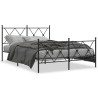 Cadre de lit métal sans matelas avec pied de lit noir 140x200cm 