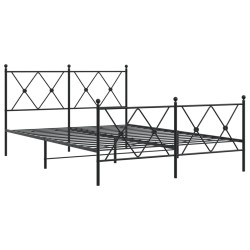 Cadre de lit métal sans matelas avec pied de lit noir 140x200cm 