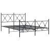 Cadre de lit métal sans matelas avec pied de lit noir 140x200cm 