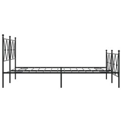 Cadre de lit métal sans matelas avec pied de lit noir 140x200cm 