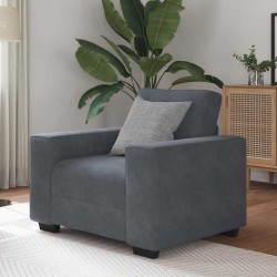 Fauteuil gris foncé 60 cm velours 