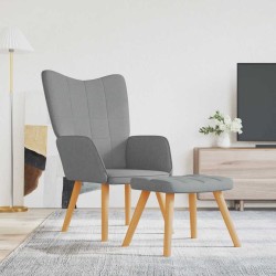 Chaise de relaxation avec tabouret Gris clair Tissu 
