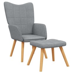 Chaise de relaxation avec tabouret Gris clair Tissu 