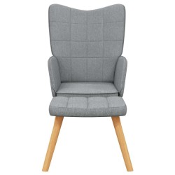 Chaise de relaxation avec tabouret Gris clair Tissu 