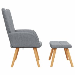 Chaise de relaxation avec tabouret Gris clair Tissu 