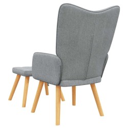 Chaise de relaxation avec tabouret Gris clair Tissu 