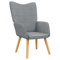 Chaise de relaxation avec tabouret Gris clair Tissu 
