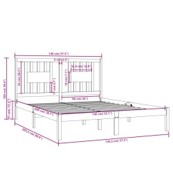 Cadre de lit sans matelas bois massif 140x200 cm 