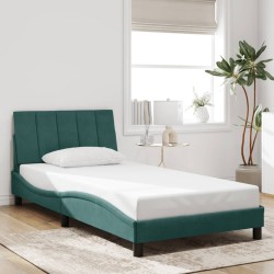 Cadre de lit sans matelas vert foncé 100x200 cm velours 