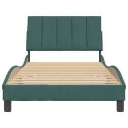 Cadre de lit sans matelas vert foncé 100x200 cm velours 
