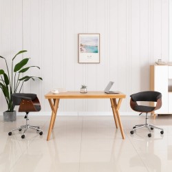 Chaise pivotante à manger Gris Bois courbé et tissu 