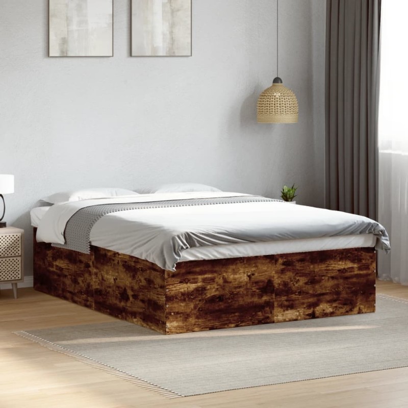 Cadre de lit sans matelas chêne fumé 150x200 cm 