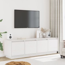 Meuble TV Blanc 156x37x45 cm Bois de pin massif 
