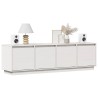 Meuble TV Blanc 156x37x45 cm Bois de pin massif 
