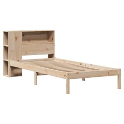Lit bibliothèque sans matelas 90x190 cm bois de pin massif 
