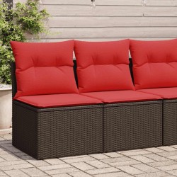 Salon de jardin avec coussins 2pcs marron résine tressée acacia 
