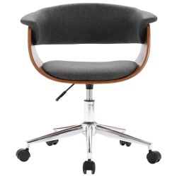 Chaise pivotante de bureau Gris Bois courbé et tissu 