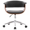 Chaise pivotante de bureau Gris Bois courbé et tissu 