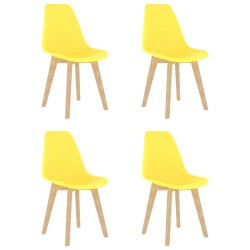 Chaises à manger lot de 4 jaune plastique 