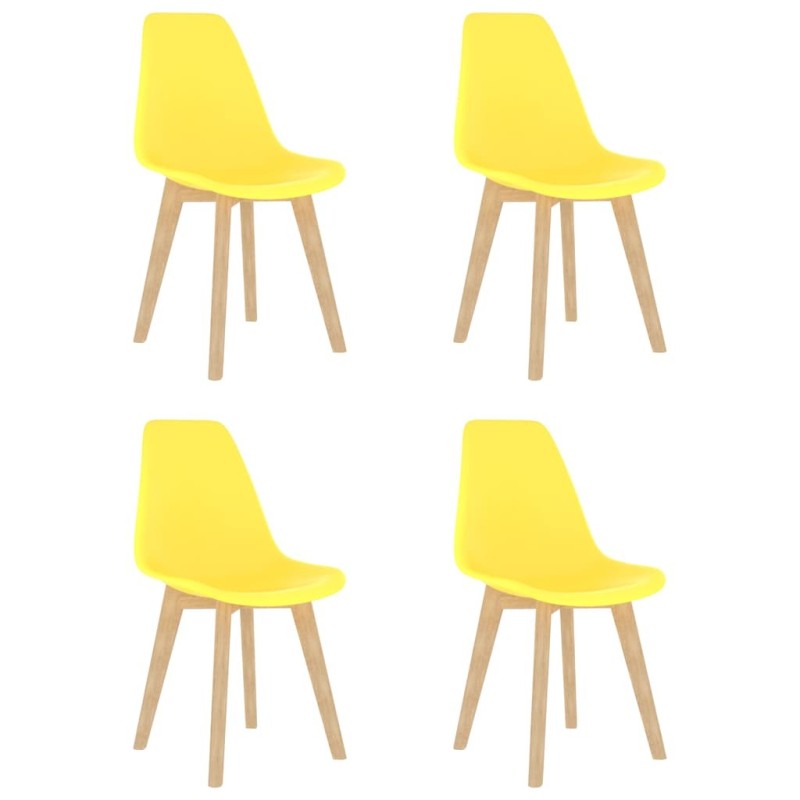 Chaises à manger lot de 4 jaune plastique 