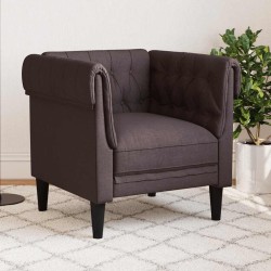 Fauteuil Chesterfield marron foncé tissu 