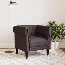 Fauteuil Chesterfield marron foncé tissu 