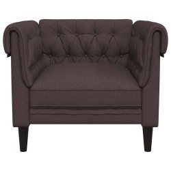 Fauteuil Chesterfield marron foncé tissu 