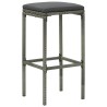 Tabourets de bar avec coussins lot de 3 gris résine tressée 