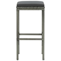 Tabourets de bar avec coussins lot de 3 gris résine tressée 