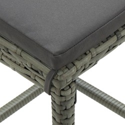 Tabourets de bar avec coussins lot de 3 gris résine tressée 