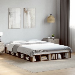 Cadre de lit sans matelas chêne fumé 150x200 cm 