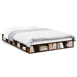 Cadre de lit sans matelas chêne fumé 150x200 cm 