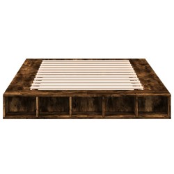 Cadre de lit sans matelas chêne fumé 150x200 cm 