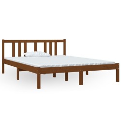 Cadre de lit sans matelas marron miel bois massif 140x190 cm 