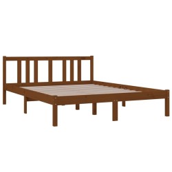 Cadre de lit sans matelas marron miel bois massif 140x190 cm 