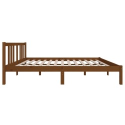 Cadre de lit sans matelas marron miel bois massif 140x190 cm 