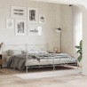 Cadre de lit métal sans matelas et pied de lit blanc 200x200 cm 