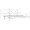 Cadre de lit métal sans matelas et pied de lit blanc 200x200 cm 