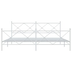 Cadre de lit métal sans matelas et pied de lit blanc 200x200 cm 