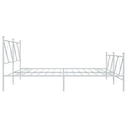 Cadre de lit métal sans matelas et pied de lit blanc 200x200 cm 